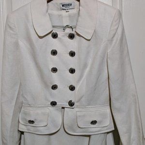 Vintage Moschery Ivory/Off White Color 2-Piece Linen Blazer and Skirt Set